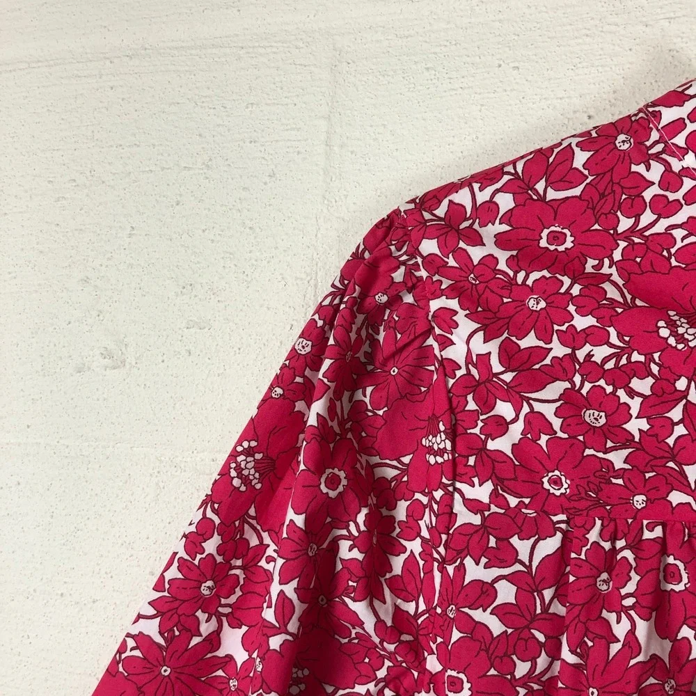 J.Crew Womens Button-Front Ruffle Neck Popover‎ Blouse Size XS Pink